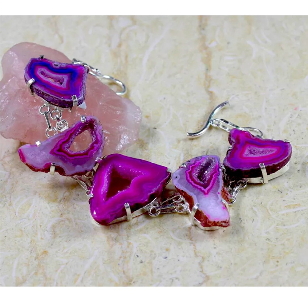 Pink/Purple Window Druzy .925” Sterling